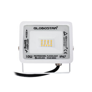 GloboStar® ATLAS 61406 Επαγγελματικός Προβολέας LED 10W 1150lm 120° AC 220-240V – Αδιάβροχος IP67 – Μ10 x Π2 x Υ8cm – Λευκό – Θερμό Λευκό 2700K – LUMILEDS Chips – TÜV Rheinland Certified – 5 Years Warranty