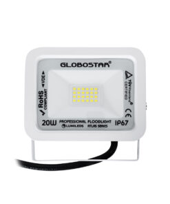 GloboStar® ATLAS 61407 Επαγγελματικός Προβολέας LED 20W 2500lm 120° AC 220-240V – Αδιάβροχος IP67 – Μ12 x Π2.5 x Υ9.5cm – Λευκό – Ψυχρό Λευκό 6000K – LUMILEDS Chips – TÜV Rheinland Certified – 5 Years Warranty