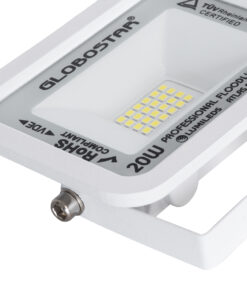 GloboStar® ATLAS 61407 Επαγγελματικός Προβολέας LED 20W 2500lm 120° AC 220-240V – Αδιάβροχος IP67 – Μ12 x Π2.5 x Υ9.5cm – Λευκό – Ψυχρό Λευκό 6000K – LUMILEDS Chips – TÜV Rheinland Certified – 5 Years Warranty