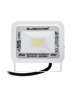 GloboStar® ATLAS 61408 Επαγγελματικός Προβολέας LED 20W 2400lm 120° AC 220-240V – Αδιάβροχος IP67 – Μ12 x Π2.5 x Υ9.5cm – Λευκό – Φυσικό Λευκό 4500K – LUMILEDS Chips – TÜV Rheinland Certified – 5 Years Warranty