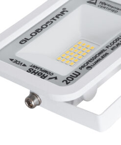 GloboStar® ATLAS 61409 Επαγγελματικός Προβολέας LED 20W 2300lm 120° AC 220-240V – Αδιάβροχος IP67 – Μ12 x Π2.5 x Υ9.5cm – Λευκό – Θερμό Λευκό 2700K – LUMILEDS Chips – TÜV Rheinland Certified – 5 Years Warranty
