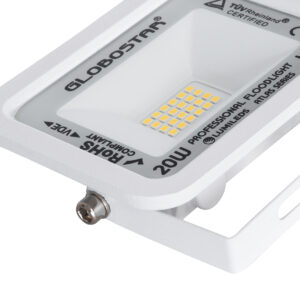 GloboStar® ATLAS 61409 Επαγγελματικός Προβολέας LED 20W 2300lm 120° AC 220-240V – Αδιάβροχος IP67 – Μ12 x Π2.5 x Υ9.5cm – Λευκό – Θερμό Λευκό 2700K – LUMILEDS Chips – TÜV Rheinland Certified – 5 Years Warranty