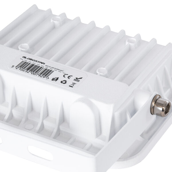 GloboStar® ATLAS 61409 Επαγγελματικός Προβολέας LED 20W 2300lm 120° AC 220-240V – Αδιάβροχος IP67 – Μ12 x Π2.5 x Υ9.5cm – Λευκό – Θερμό Λευκό 2700K – LUMILEDS Chips – TÜV Rheinland Certified – 5 Years Warranty