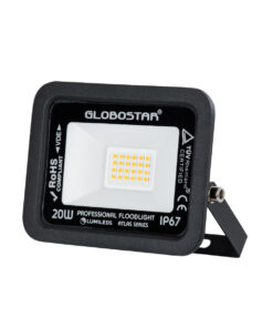 GloboStar® ATLAS 61412 Επαγγελματικός Προβολέας LED 20W 2300lm 120° AC 220-240V – Αδιάβροχος IP67 – Μ12 x Π2.5 x Υ9.5cm – Μαύρο – Θερμό Λευκό 2700K – LUMILEDS Chips – TÜV Rheinland Certified – 5 Years Warranty