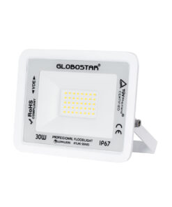 GloboStar® ATLAS 61414 Επαγγελματικός Προβολέας LED 30W 3600lm 120° AC 220-240V – Αδιάβροχος IP67 – Μ16 x Π2.5 x Υ12.5cm – Λευκό – Φυσικό Λευκό 4500K – LUMILEDS Chips – TÜV Rheinland Certified – 5 Years Warranty