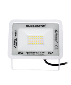 GloboStar® ATLAS 61414 Επαγγελματικός Προβολέας LED 30W 3600lm 120° AC 220-240V – Αδιάβροχος IP67 – Μ16 x Π2.5 x Υ12.5cm – Λευκό – Φυσικό Λευκό 4500K – LUMILEDS Chips – TÜV Rheinland Certified – 5 Years Warranty