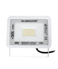 GloboStar® ATLAS 61415 Επαγγελματικός Προβολέας LED 30W 3450lm 120° AC 220-240V – Αδιάβροχος IP67 – Μ16 x Π2.5 x Υ12.5cm – Λευκό – Θερμό Λευκό 2700K – LUMILEDS Chips – TÜV Rheinland Certified – 5 Years Warranty