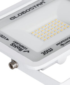 GloboStar® ATLAS 61415 Επαγγελματικός Προβολέας LED 30W 3450lm 120° AC 220-240V – Αδιάβροχος IP67 – Μ16 x Π2.5 x Υ12.5cm – Λευκό – Θερμό Λευκό 2700K – LUMILEDS Chips – TÜV Rheinland Certified – 5 Years Warranty