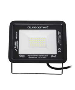 GloboStar® ATLAS 61416 Επαγγελματικός Προβολέας LED 30W 3750lm 120° AC 220-240V – Αδιάβροχος IP67 – Μ16 x Π2.5 x Υ12.5cm – Μαύρο – Ψυχρό Λευκό 6000K – LUMILEDS Chips – TÜV Rheinland Certified – 5 Years Warranty