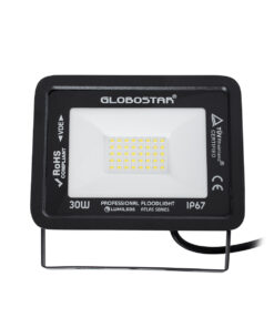 GloboStar® ATLAS 61417 Επαγγελματικός Προβολέας LED 30W 3600lm 120° AC 220-240V – Αδιάβροχος IP67 – Μ16 x Π2.5 x Υ12.5cm – Μαύρο – Φυσικό Λευκό 4500K – LUMILEDS Chips – TÜV Rheinland Certified – 5 Years Warranty