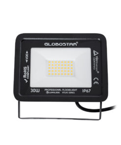 GloboStar® ATLAS 61418 Επαγγελματικός Προβολέας LED 30W 3450lm 120° AC 220-240V – Αδιάβροχος IP67 – Μ16 x Π2.5 x Υ12.5cm – Μαύρο – Θερμό Λευκό 2700K – LUMILEDS Chips – TÜV Rheinland Certified – 5 Years Warranty