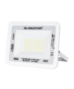 GloboStar® ATLAS 61419 Επαγγελματικός Προβολέας LED 50W 6250lm 120° AC 220-240V – Αδιάβροχος IP67 – Μ21 x Π3.5 x Υ16cm – Λευκό – Ψυχρό Λευκό 6000K – LUMILEDS Chips – TÜV Rheinland Certified – 5 Years Warranty