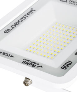 GloboStar® ATLAS 61419 Επαγγελματικός Προβολέας LED 50W 6250lm 120° AC 220-240V – Αδιάβροχος IP67 – Μ21 x Π3.5 x Υ16cm – Λευκό – Ψυχρό Λευκό 6000K – LUMILEDS Chips – TÜV Rheinland Certified – 5 Years Warranty