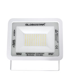 GloboStar® ATLAS 61420 Επαγγελματικός Προβολέας LED 50W 6000lm 120° AC 220-240V – Αδιάβροχος IP67 – Μ21 x Π3.5 x Υ16cm – Λευκό – Φυσικό Λευκό 4500K – LUMILEDS Chips – TÜV Rheinland Certified – 5 Years Warranty