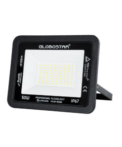 GloboStar® ATLAS 61422 Επαγγελματικός Προβολέας LED 50W 6250lm 120° AC 220-240V – Αδιάβροχος IP67 – Μ21 x Π3.5 x Υ16cm – Μαύρο – Ψυχρό Λευκό 6000K – LUMILEDS Chips – TÜV Rheinland Certified – 5 Years Warranty