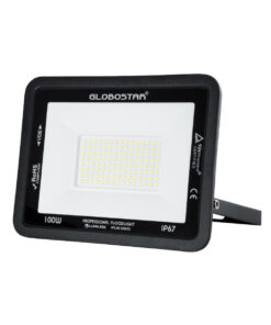 GloboStar® ATLAS 61425 Επαγγελματικός Προβολέας LED 100W 12500lm 120° AC 220-240V – Αδιάβροχος IP67 – Μ27 x Π4 x Υ21cm – Μαύρο – Ψυχρό Λευκό 6000K – LUMILEDS Chips – TÜV Rheinland Certified – 5 Years Warranty