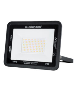 GloboStar® ATLAS 61427 Επαγγελματικός Προβολέας LED 100W 11500lm 120° AC 220-240V – Αδιάβροχος IP67 – Μ27 x Π4 x Υ21cm – Μαύρο – Θερμό Λευκό 2700K – LUMILEDS Chips – TÜV Rheinland Certified – 5 Years Warranty