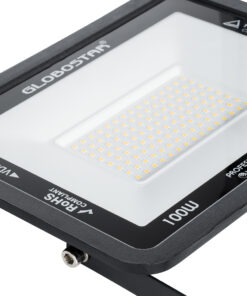 GloboStar® ATLAS 61427 Επαγγελματικός Προβολέας LED 100W 11500lm 120° AC 220-240V – Αδιάβροχος IP67 – Μ27 x Π4 x Υ21cm – Μαύρο – Θερμό Λευκό 2700K – LUMILEDS Chips – TÜV Rheinland Certified – 5 Years Warranty