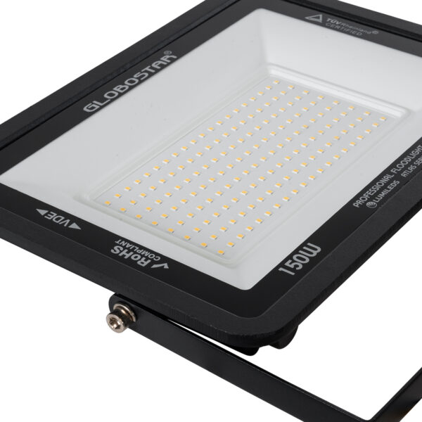 GloboStar® ATLAS 61430 Επαγγελματικός Προβολέας LED 150W 17250lm 120° AC 220-240V – Αδιάβροχος IP67 – Μ32 x Π4 x Υ23cm – Μαύρο – Θερμό Λευκό 2700K – LUMILEDS Chips – TÜV Rheinland Certified – 5 Years Warranty