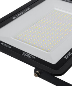 GloboStar® ATLAS 61432 Επαγγελματικός Προβολέας LED 200W 24000lm 120° AC 220-240V – Αδιάβροχος IP67 – Μ38 x Π4 x Υ28cm – Μαύρο – Φυσικό Λευκό 4500K – LUMILEDS Chips – TÜV Rheinland Certified – 5 Years Warranty