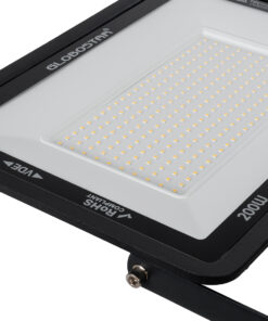 GloboStar® ATLAS 61433 Επαγγελματικός Προβολέας LED 200W 23000lm 120° AC 220-240V – Αδιάβροχος IP67 – Μ38 x Π4 x Υ28cm – Μαύρο – Θερμό Λευκό 2700K – LUMILEDS Chips – TÜV Rheinland Certified – 5 Years Warranty