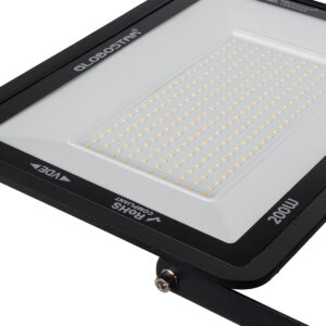 GloboStar® ATLAS 61433 Επαγγελματικός Προβολέας LED 200W 23000lm 120° AC 220-240V – Αδιάβροχος IP67 – Μ38 x Π4 x Υ28cm – Μαύρο – Θερμό Λευκό 2700K – LUMILEDS Chips – TÜV Rheinland Certified – 5 Years Warranty