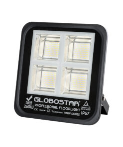 GloboStar® TITAN 61434 Επαγγελματικός Προβολέας για Γήπεδα Tennis & Ποδοσφαίρου 5×5 LED 260W 32500lm 60°x90° FishEye AC 220-240V – Αδιάβροχος IP67 – Μ30 x Π8 x Υ28cm – Μαύρο – Φυσικό Λευκό 5000K – LUMILEDS Chips – TÜV Rheinland Certified – 5 Years Warranty