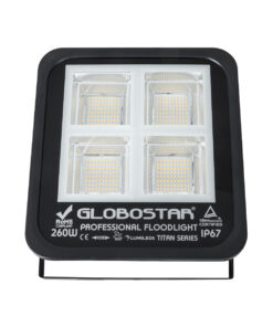 GloboStar® TITAN 61434 Επαγγελματικός Προβολέας για Γήπεδα Tennis & Ποδοσφαίρου 5×5 LED 260W 32500lm 60°x90° FishEye AC 220-240V – Αδιάβροχος IP67 – Μ30 x Π8 x Υ28cm – Μαύρο – Φυσικό Λευκό 5000K – LUMILEDS Chips – TÜV Rheinland Certified – 5 Years Warranty