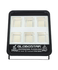 GloboStar® TITAN 61435 Επαγγελματικός Προβολέας για Γήπεδα Tennis & Ποδοσφαίρου 5×5 LED 390W 48750lm 60°x90° FishEye AC 220-240V – Αδιάβροχος IP67 – Μ32 x Π8 x Υ35cm – Μαύρο – Φυσικό Λευκό 5000K – LUMILEDS Chips – TÜV Rheinland Certified – 5 Χρόνια Εγγύηση