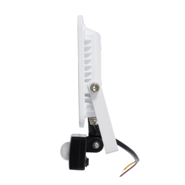 GloboStar® AURORA 61440 Επαγγελματικός Προβολέας LED 30W 3750lm 120° AC 220-240V με Ενσωματωμένο Ρυθμιζόμενο Αισθητήρα Κίνησης PIR – Αδιάβροχος IP67 – Μ16 x Π5 x Υ17.5cm – Λευκό – Ψυχρό Λευκό 6000K – LUMILEDS Chips – TÜV Rheinland Certified – 3 Years Warranty