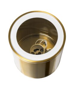 GloboStar® MARETTI 61447 Επιφανειακό Στρόγγυλο Φωτιστικό Σποτ με Ντουί 1 x GU10 VDE Certified AC 220-240V Αδιάβροχο IP65 – Σώμα Αλουμινίου & Υψηλής Αντοχής Tempered Glass – Φ9 x Υ9cm – Χρυσό Πλατίνα – 5 Χρόνια Εγγύηση