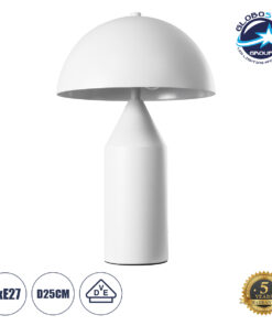 GloboStar® URANUS-S 61450 Μοντέρνο Επιτραπέζιο Φωτιστικό Πορτατίφ Δίφωτο 2 x E27 AC220-240V IP20 – Φ25 x Υ39cm – Λευκό Μεταλλικό Καμπάνα με Διακόπτη On/Off – 5 Years Warranty