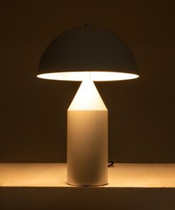 GloboStar® URANUS-S 61450 Μοντέρνο Επιτραπέζιο Φωτιστικό Πορτατίφ Δίφωτο 2 x E27 AC220-240V IP20 – Φ25 x Υ39cm – Λευκό Μεταλλικό Καμπάνα με Διακόπτη On/Off – 5 Years Warranty