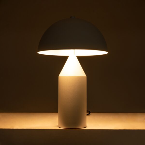 GloboStar® URANUS-S 61450 Μοντέρνο Επιτραπέζιο Φωτιστικό Πορτατίφ Δίφωτο 2 x E27 AC220-240V IP20 – Φ25 x Υ39cm – Λευκό Μεταλλικό Καμπάνα με Διακόπτη On/Off – 5 Years Warranty