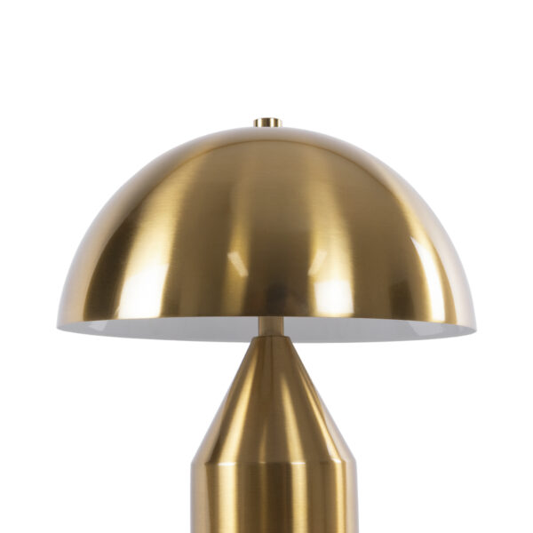 GloboStar® URANUS-S 61451 Μοντέρνο Επιτραπέζιο Φωτιστικό Πορτατίφ Δίφωτο 2 x E27 AC220-240V IP20 – Φ25 x Υ39cm – Χρυσό Πλατίνα Μεταλλικό Καμπάνα με Διακόπτη On/Off – 5 Χρόνια Εγγύηση