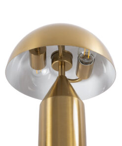 GloboStar® URANUS-S 61451 Μοντέρνο Επιτραπέζιο Φωτιστικό Πορτατίφ Δίφωτο 2 x E27 AC220-240V IP20 – Φ25 x Υ39cm – Χρυσό Πλατίνα Μεταλλικό Καμπάνα με Διακόπτη On/Off – 5 Χρόνια Εγγύηση