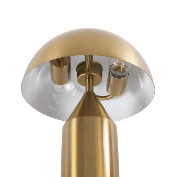 GloboStar® URANUS-S 61451 Μοντέρνο Επιτραπέζιο Φωτιστικό Πορτατίφ Δίφωτο 2 x E27 AC220-240V IP20 – Φ25 x Υ39cm – Χρυσό Πλατίνα Μεταλλικό Καμπάνα με Διακόπτη On/Off – 5 Χρόνια Εγγύηση