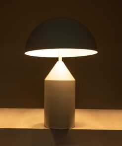 GloboStar® URANUS-M 61454 Μοντέρνο Επιτραπέζιο Φωτιστικό Πορτατίφ Δίφωτο 2 x E27 AC220-240V IP20 – Φ35 x Υ54cm – Λευκό Μεταλλικό Καμπάνα με Διακόπτη On/Off – 5 Years Warranty