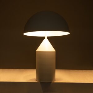 GloboStar® URANUS-M 61454 Μοντέρνο Επιτραπέζιο Φωτιστικό Πορτατίφ Δίφωτο 2 x E27 AC220-240V IP20 – Φ35 x Υ54cm – Λευκό Μεταλλικό Καμπάνα με Διακόπτη On/Off – 5 Years Warranty