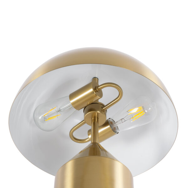 GloboStar® URANUS-M 61455 Μοντέρνο Επιτραπέζιο Φωτιστικό Πορτατίφ Δίφωτο 2 x E27 AC220-240V IP20 – Φ35 x Υ54cm – Χρυσό Πλατίνα Μεταλλικό Καμπάνα με Διακόπτη On/Off – 5 Χρόνια Εγγύηση