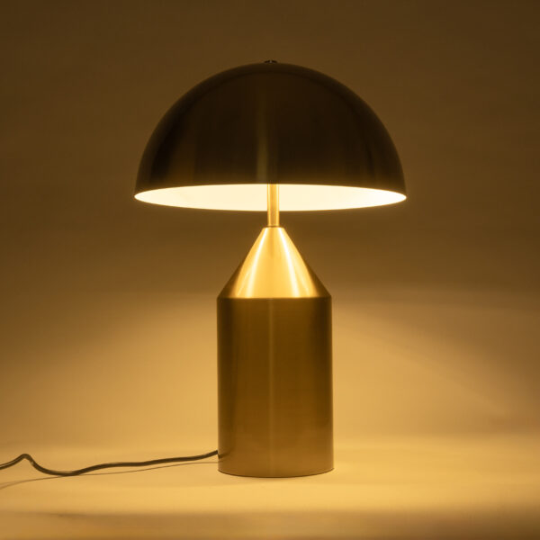 GloboStar® URANUS-M 61455 Μοντέρνο Επιτραπέζιο Φωτιστικό Πορτατίφ Δίφωτο 2 x E27 AC220-240V IP20 – Φ35 x Υ54cm – Χρυσό Πλατίνα Μεταλλικό Καμπάνα με Διακόπτη On/Off – 5 Χρόνια Εγγύηση