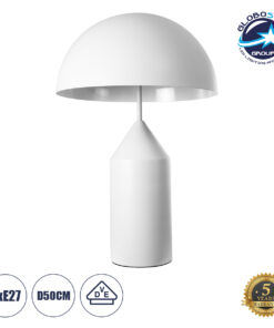 GloboStar® URANUS-L 61458 Μοντέρνο Επιτραπέζιο Φωτιστικό Πορτατίφ Δίφωτο 2 x E27 AC220-240V IP20 – Φ50 x Υ77cm – Λευκό Μεταλλικό Καμπάνα με Διακόπτη On/Off – 5 Years Warranty