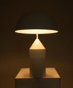 GloboStar® URANUS-L 61458 Μοντέρνο Επιτραπέζιο Φωτιστικό Πορτατίφ Δίφωτο 2 x E27 AC220-240V IP20 – Φ50 x Υ77cm – Λευκό Μεταλλικό Καμπάνα με Διακόπτη On/Off – 5 Years Warranty