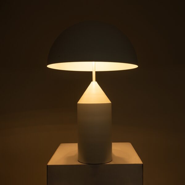 GloboStar® URANUS-L 61458 Μοντέρνο Επιτραπέζιο Φωτιστικό Πορτατίφ Δίφωτο 2 x E27 AC220-240V IP20 – Φ50 x Υ77cm – Λευκό Μεταλλικό Καμπάνα με Διακόπτη On/Off – 5 Years Warranty