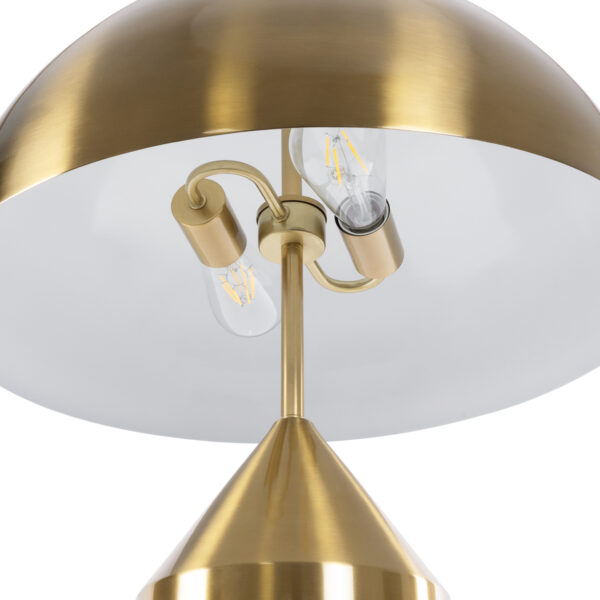 GloboStar® URANUS-L 61459 Μοντέρνο Επιτραπέζιο Φωτιστικό Πορτατίφ Δίφωτο 2 x E27 AC220-240V IP20 – Φ50 x Υ77cm – Χρυσό Πλατίνα Μεταλλικό Καμπάνα με Διακόπτη On/Off – 5 Χρόνια Εγγύηση