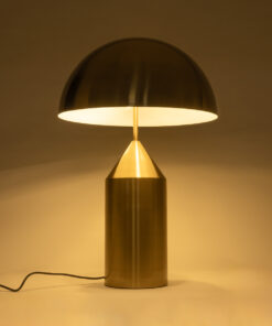 GloboStar® URANUS-L 61459 Μοντέρνο Επιτραπέζιο Φωτιστικό Πορτατίφ Δίφωτο 2 x E27 AC220-240V IP20 – Φ50 x Υ77cm – Χρυσό Πλατίνα Μεταλλικό Καμπάνα με Διακόπτη On/Off – 5 Χρόνια Εγγύηση