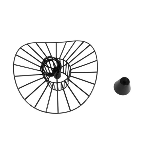GloboStar® LUMINOVA 61462 Μοντέρνο Κρεμαστό Φωτιστικό Πλέγμα Μονόφωτο 1 x E27 IP20 Μαύρο Σχοινί με Μαύρο Σύρμα – Μ42 x Π42 x Υ20.5cm