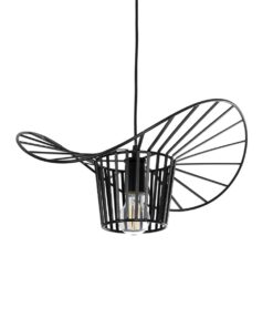 GloboStar® LUMINOVA 61462 Μοντέρνο Κρεμαστό Φωτιστικό Πλέγμα Μονόφωτο 1 x E27 IP20 Μαύρο Σχοινί με Μαύρο Σύρμα – Μ42 x Π42 x Υ20.5cm