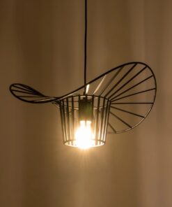 GloboStar® LUMINOVA 61462 Μοντέρνο Κρεμαστό Φωτιστικό Πλέγμα Μονόφωτο 1 x E27 IP20 Μαύρο Σχοινί με Μαύρο Σύρμα – Μ42 x Π42 x Υ20.5cm