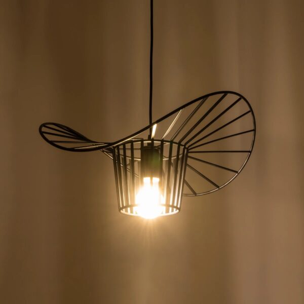 GloboStar® LUMINOVA 61462 Μοντέρνο Κρεμαστό Φωτιστικό Πλέγμα Μονόφωτο 1 x E27 IP20 Μαύρο Σχοινί με Μαύρο Σύρμα – Μ42 x Π42 x Υ20.5cm